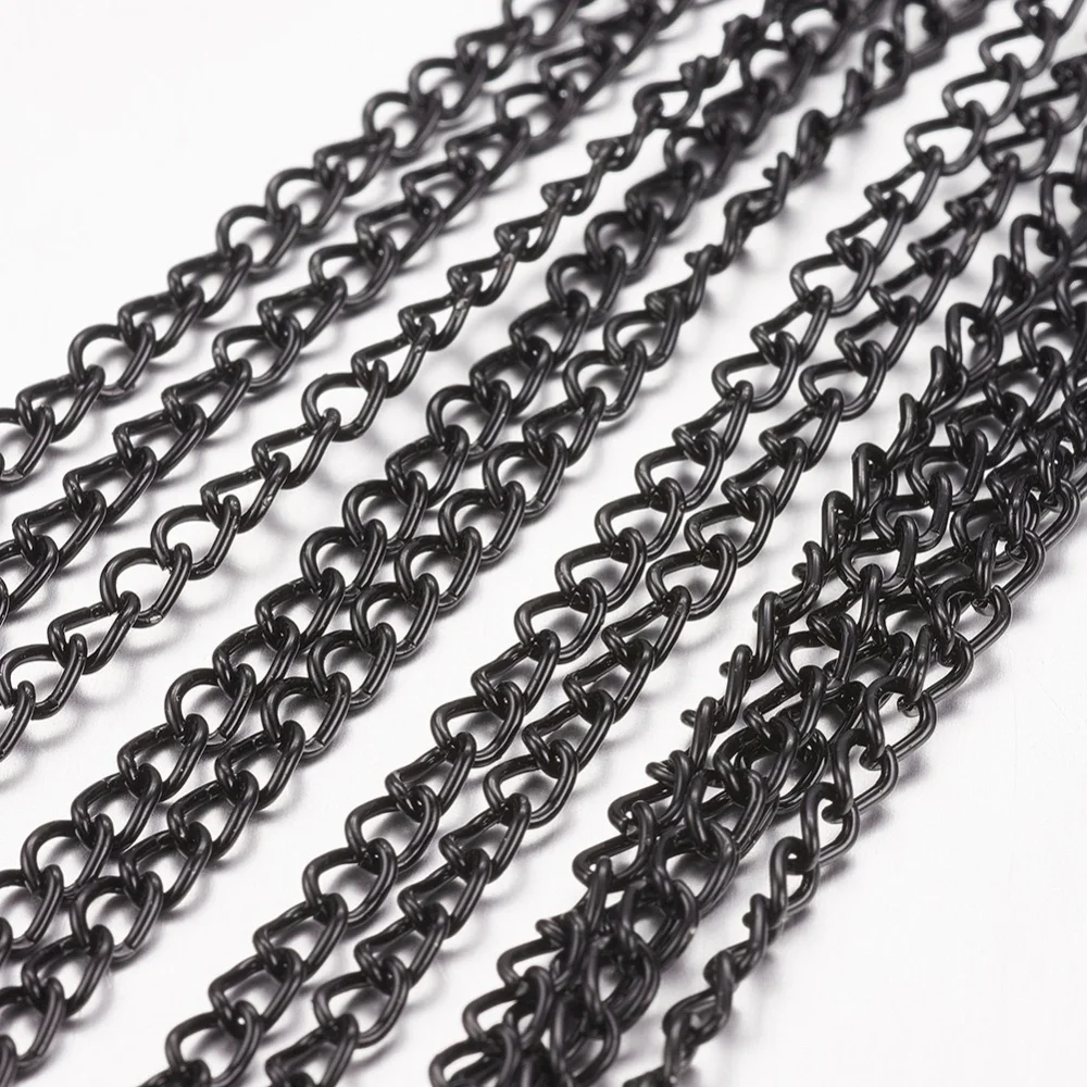 Buy Iron Twisted Chains Curb Chains, Black, 4x3mm from