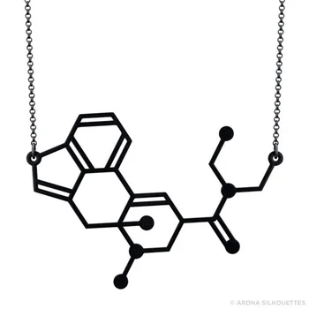 

LSD Molecule Necklace Color free Choice Silver or Gold or Matte Black Free Ship