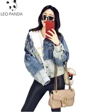 Весна Осень Женские винтажные стильные куртки Свободные Лоскутные дырочки короткие ковбойские куртки хит цвет хлопок джинсовые куртки женские HF292