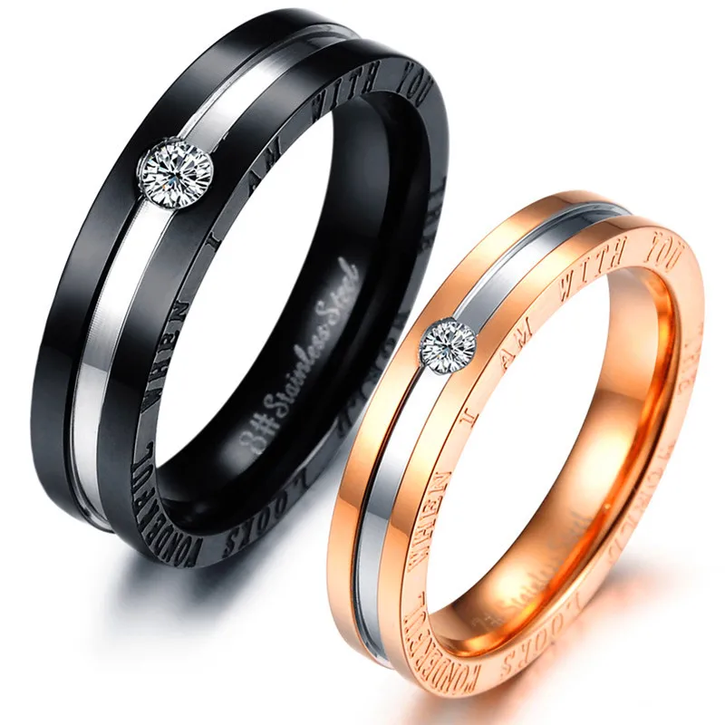 2 pieces hot selling his and hers matching ring set engagement promise rings stainless steel jewelry - Black Wedding Rings For Him And Her 2 pieces hot selling his and hers matching ring set engagement promise rings stainless steel jewelry - Black Wedding Rings For Him And Her