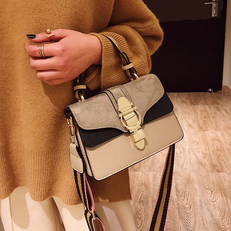 

2019 New Brand lady Leather Handbags Famous Luxury Designer Contrast Color Fashion Shoulder bags Female Crossbody Purses Bolsas