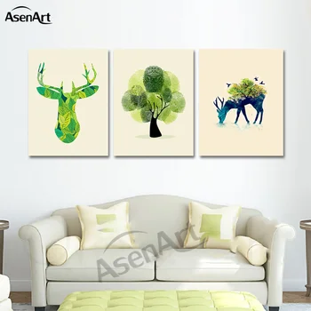 

Animal Wall Art Painting Modern Green Deer Nordic Poster And Prints Canvas For Kids Bedroom Living Room Home Decoration
