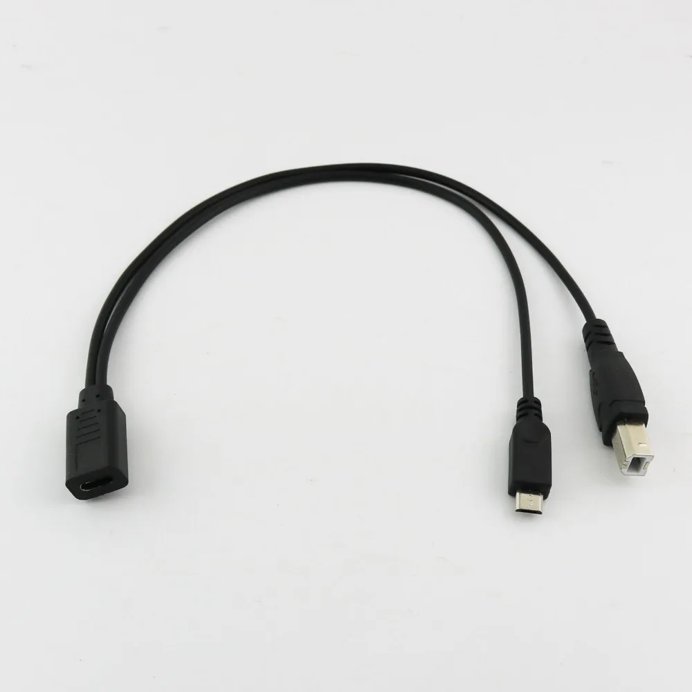 1x USB 3 1 Тип C мама Micro папа и 2 0 B штепсельная Вилка для зарядки данных Y разветвитель