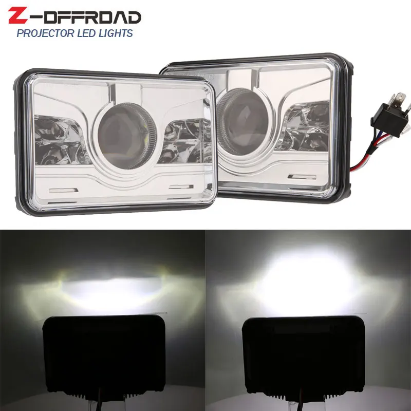 

4x6 LED Truck Headlight Set Rectangular Headlamps Compatible with H4651 H4652 H4656 H4666 H6545 for Ford Probe Chevrolet