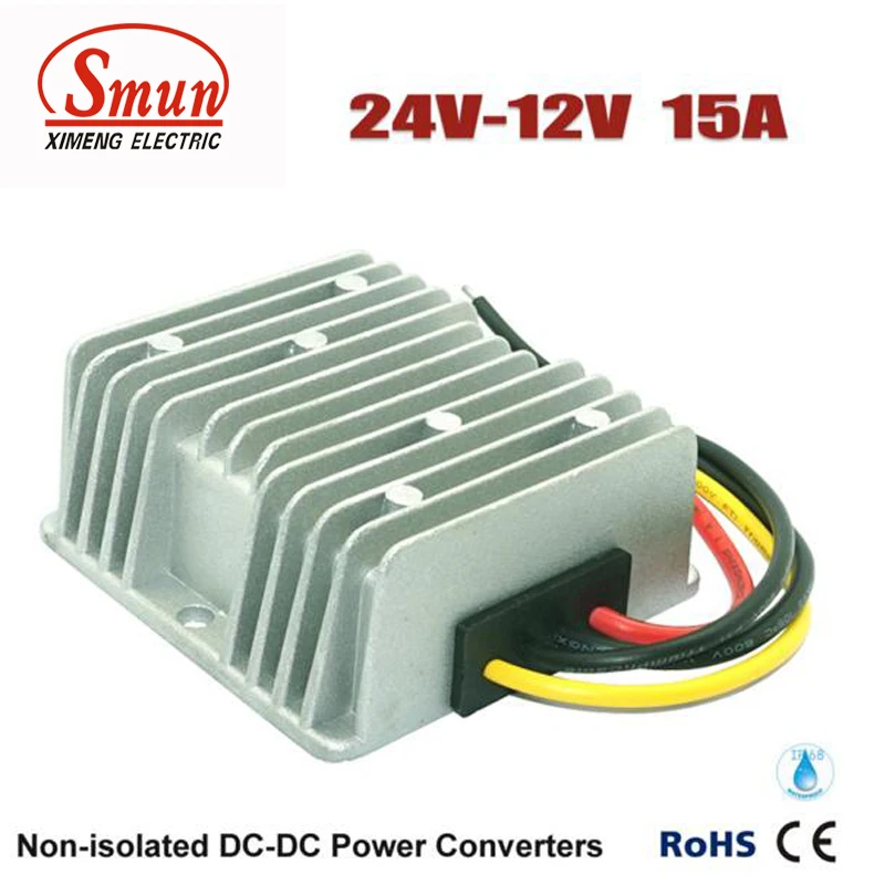 

24VDC to 12VDC 15A 180W DC-DC Converter and Power Supply With IP68 Waterproof