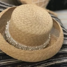 01907-shi, летняя модель, плоский ручной пошив, жемчужный, праздничная женская Соломенная Кепка для отдыха, женская панама
