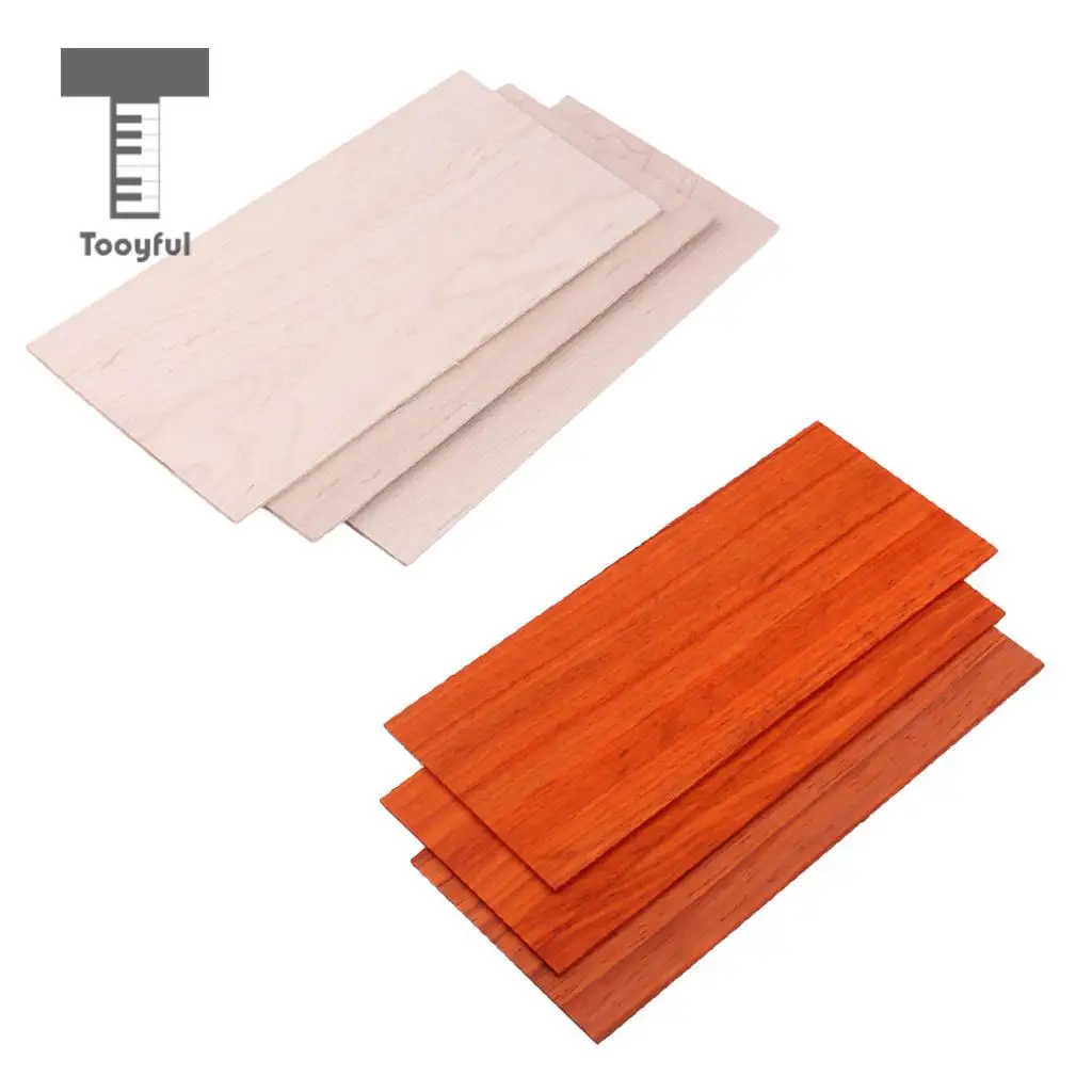 Tooyful 3 Sets Head Veneer Red Wood+Maple Guitar Head Veneer Headplate Luthier DIY