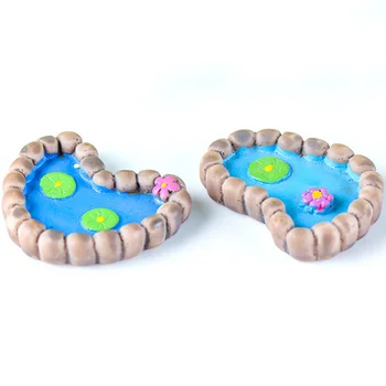 

1Pc lovely Resin Mini Lotus Pond Micro Fairy Garden Miniatures Terrarium Dollhouse Decor DIY Accessories figure toys