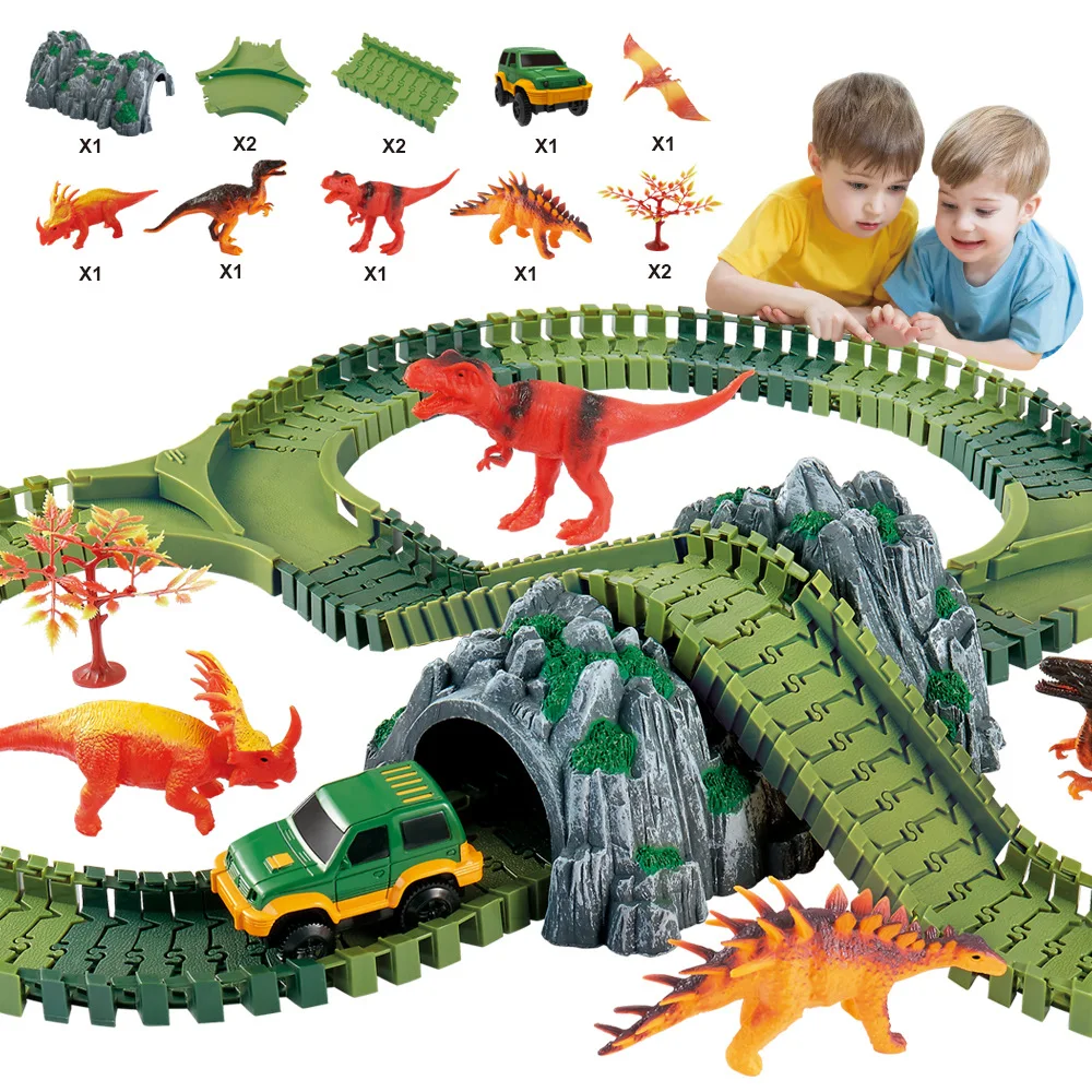 New Magical Track Set DIY Flexible Racing Track Funny Dinosaur Jurassic Park Creative Gift Educational Toys for Children Boys