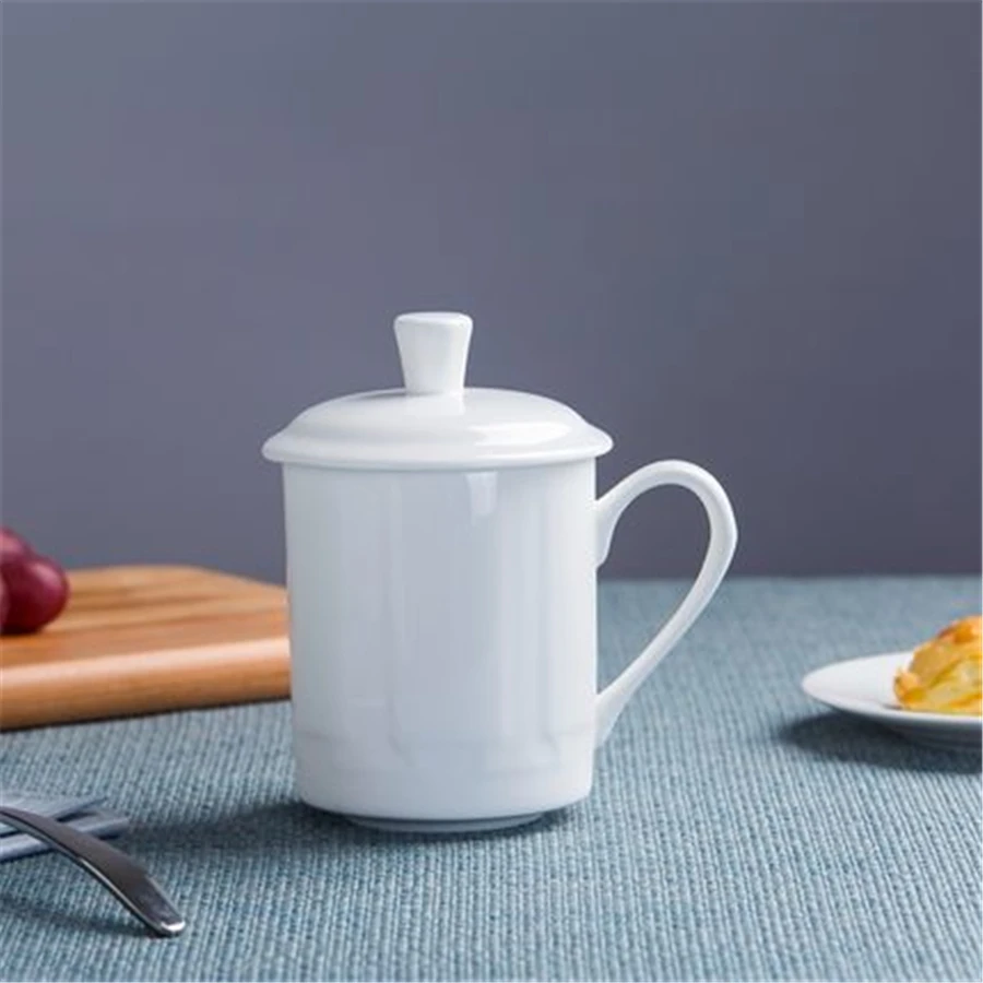 White Bone China Coffee Mug Cup Gift With Lid Bardak Art Supplies