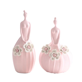 

pink blue purple ceramic flower fairy beauty craft figurine modern home decorations wedding Christmas gift furnishing handicraft