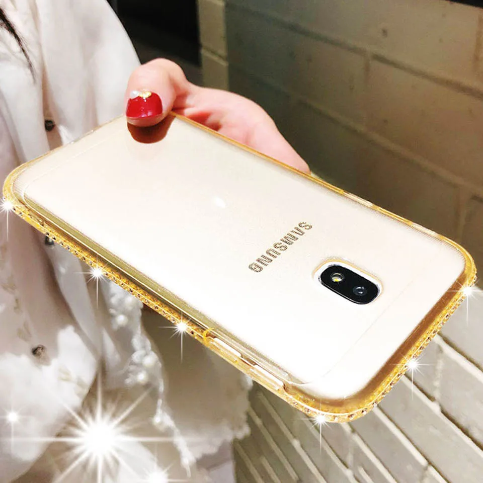 Блестящий чехол ТПУ со стразами для Samgung Galaxy J3 Pro J5 J7 2017 J2 A3 A5 A7 2015 2016 S9 S8 S10 E S10E Note 9