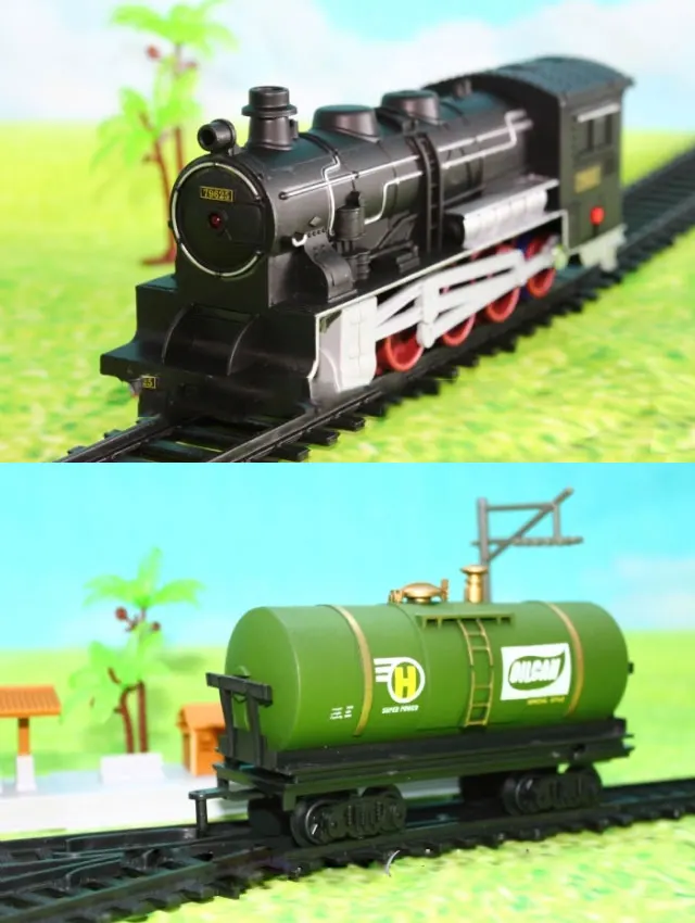 

1:87 Model Train Ho Scale Steam Engine Head Military Camouflage Tank Assembled Simulation Track Electric Classic Toy Gift