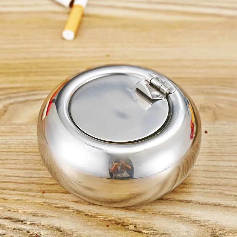 Creative Type Black Gold Stainless Steel Barrel Windproof Ashtray with