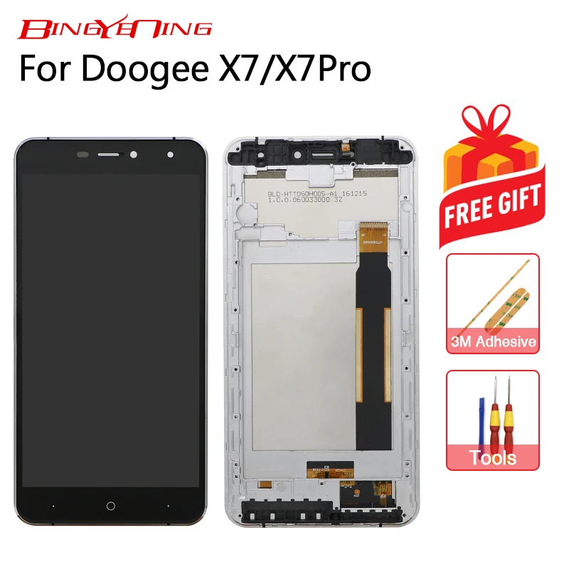 

BingYeNing New Original For Doogee X7/X7pro Touch Screen +LCD Display +Frame Assembly Replacement