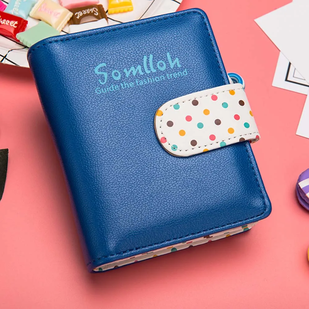 

Hot Selling Candy Color Women Short Polka Dots Wallet PU Leather Zipper Purse Cards Holder Bag -B5