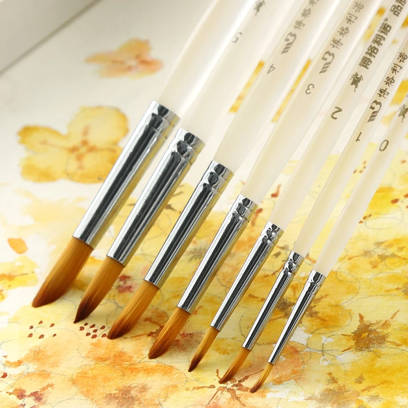 

7 watercolor pens nylon hair gouache painting pointed brush scrub rod portable acrylic brush tip art supplies