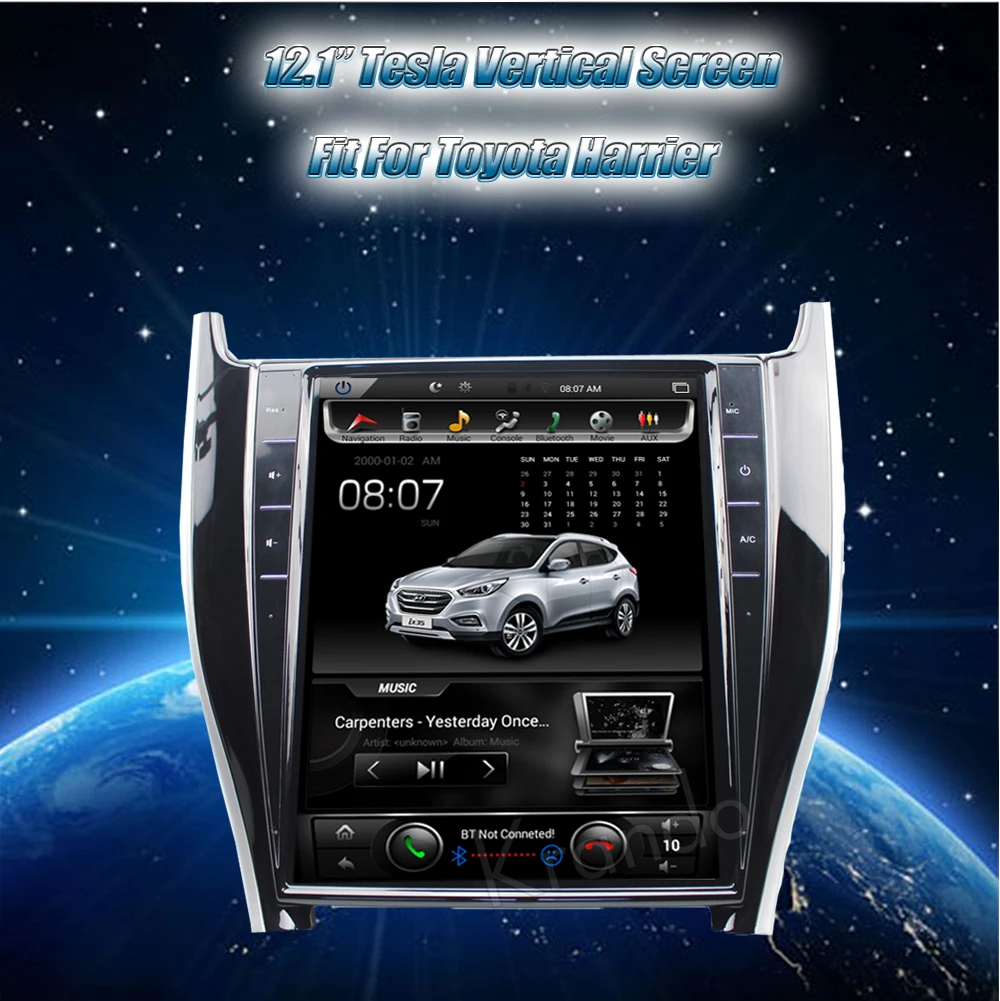 Discount Krando Android 8.1 12.1" Vertical screen car radio player gps navigation for Toyota Harrier entertainment player buletooth 0