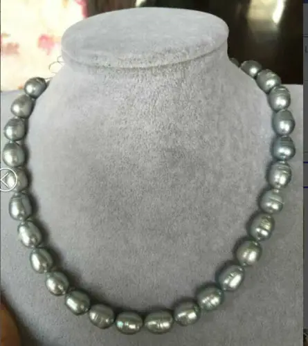 

0001191 STUNNING 11-12MM SOUTH SEA BAROQUE SILVER GREY PEARL NECKLACE