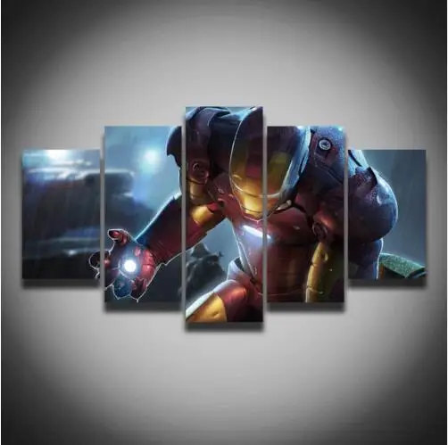 

5 Pieces Posters Iron Man Picture Painting On Canvas Wall Decor For Children Baby Room Art HD Print Painting