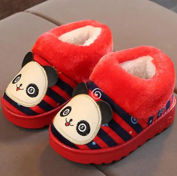 Г. зимняя обувь для мальчиков и девочек теплые домашние тапочки для малышей Детская Хлопковая Милая домашняя обувь детская хлопковая Толстая обувь 18N1126 - Цвет: Красный
