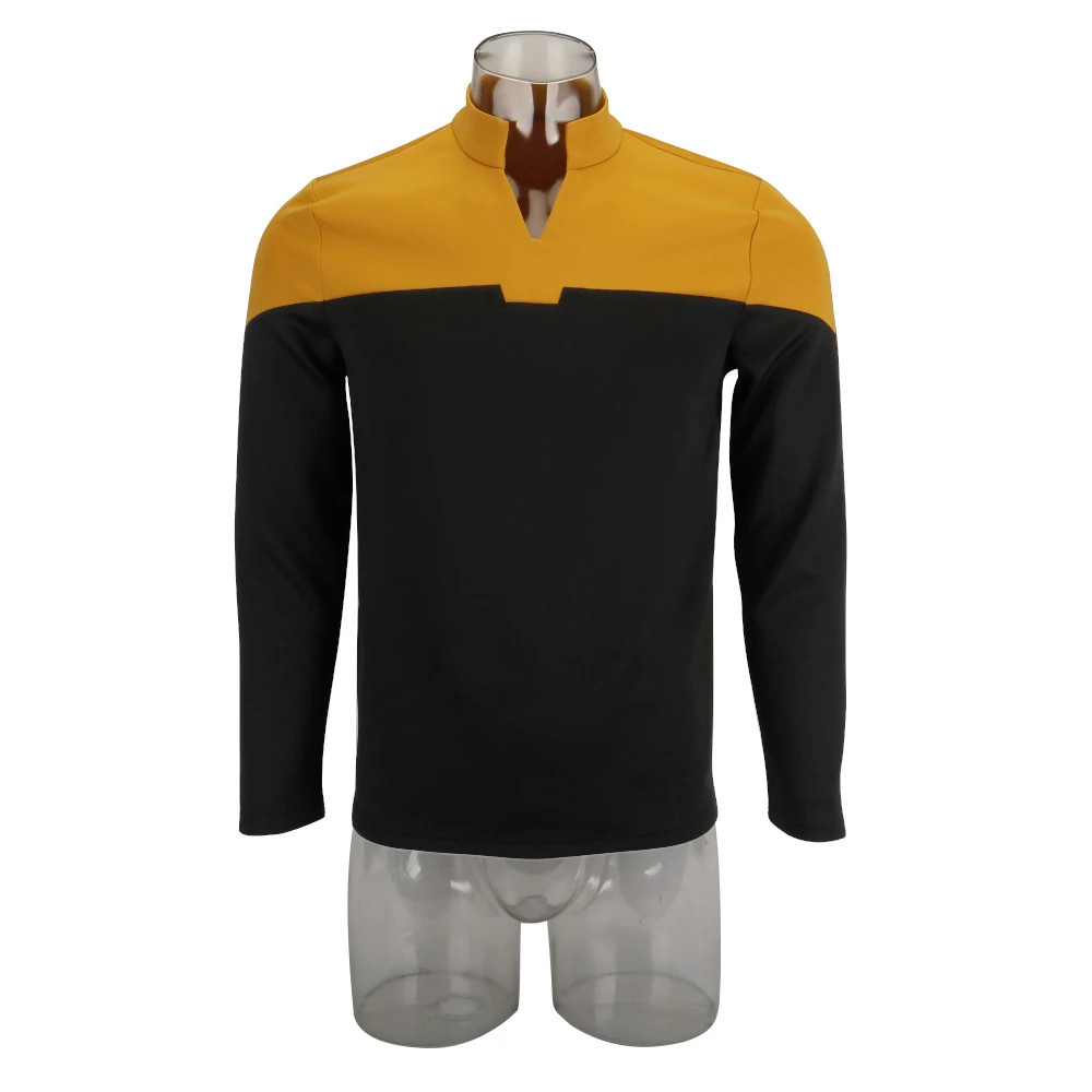 

Cosplay 2019 Star Picard Startfleet Uniform Trek New Engineering Gold Top Shirts ST Costume Halloween Party Prop