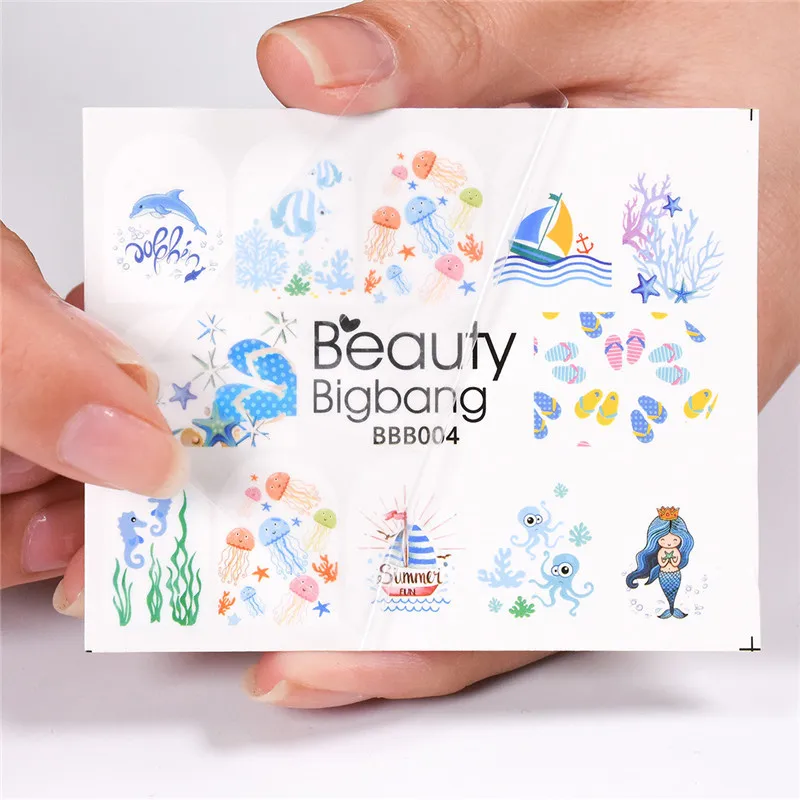 Наклейки для ногтей BeautyBigBang 1 лист дельфин Русалка изображение дизайн океанских