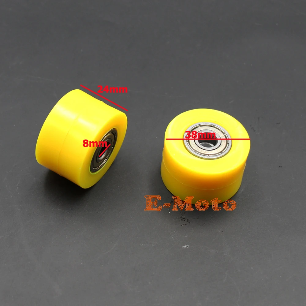 8mm Drive Chain Pulley Roller Slider Tensioner Wheel Guide For Pit Dirt Street Bike Motorcycle Atv Racing bike YELLOW E-Moto