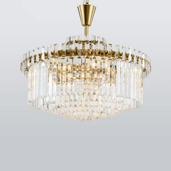 

jmmxiuz Luxury Modern Crystal Chandelier Lighting For Living Room Round Hanging Luminaire Dining Room Bedroom Crystal Lamps