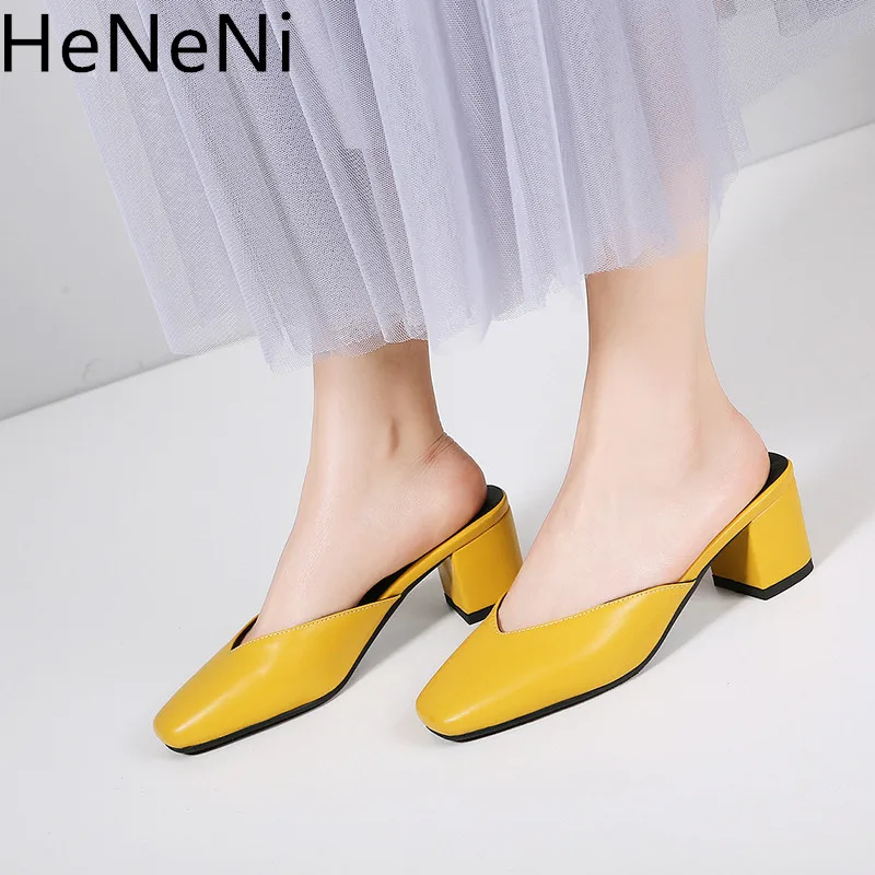 

Shoes women's sandals Spring Summer New Fashion women's Square toe high heel sandals non-slip women's sandals thick heel slipper