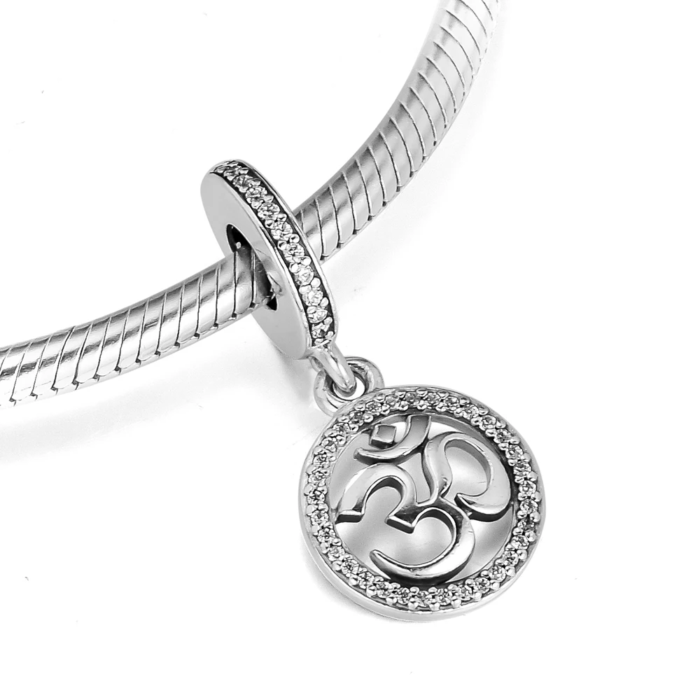 Fits Pandora Charm Bracelet Necklace Om Symbol Dangle Authentic 925