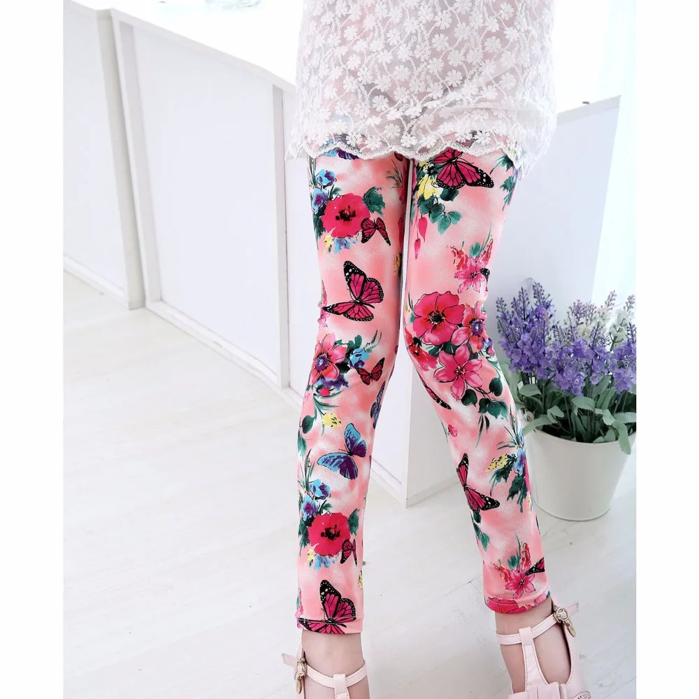 Hot girls floral pants leggings for girls summer kids skinny pants children trousers pants flower girl leggings 3-8 Years T