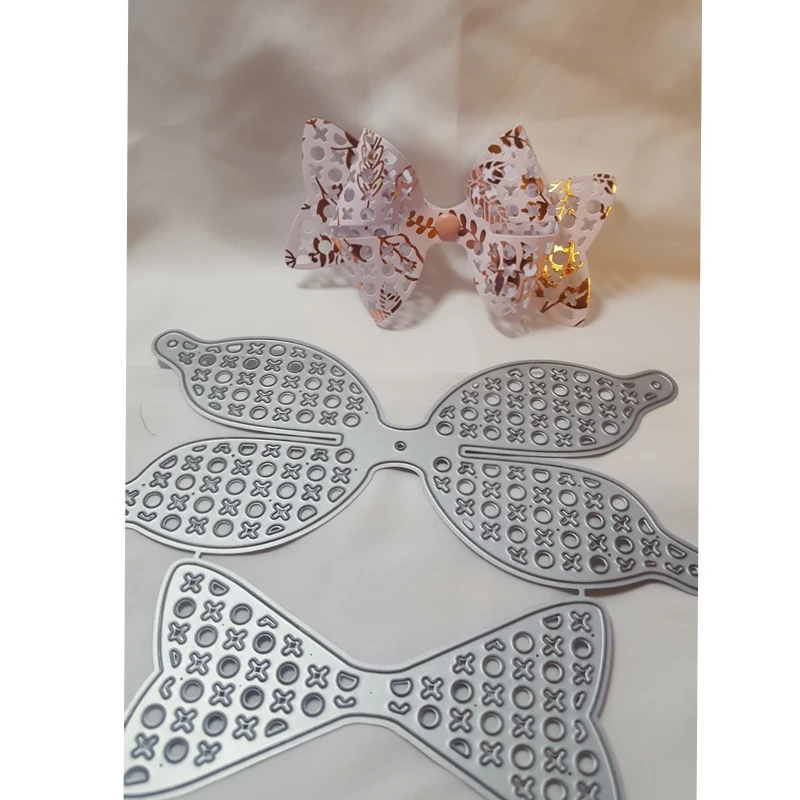 

2pcs Bowshot Hollow Set Metal Cutting Dies Stencil Scrapbook Album Embossing For Gift Card Making Handcrafts Decor
