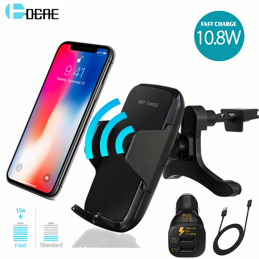 Автомобильное беспроводное зарядное устройство DCAE для IPhone 11 XS Max XR X 8 Samsung Note 10 9 S10
