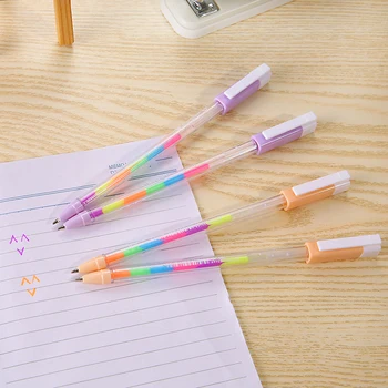 

1PCS Gel Pen 6 In 1 Color Pastel Pens DIY Album Photo Decoration Highlighter Marker Pen Office&School Supplies Marking Pens