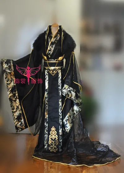 

Grand Black Hidden Pattern Wide Sleeve Hanfu Costume Stand Collar Male Hanfu Cosplay Chinese Traditional Hanfu Men's Costume