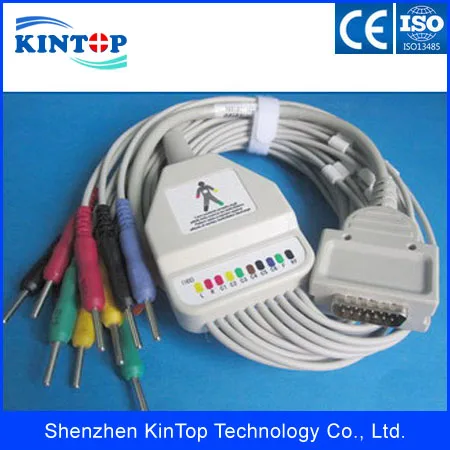 Новый сплошной 12-канальный ЭКГ кабель совместимый с burcock EK10 10 выводами IEC Din3.0