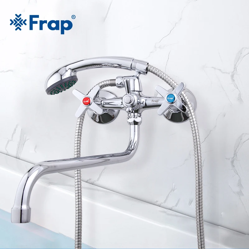 Frap Bathroom Shower Faucets Hot and Cold Water Brass Wall Mounted