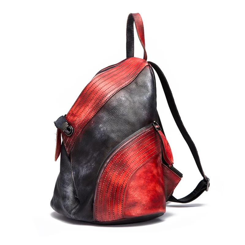 Goede Hoge Kwaliteit Unisex Rugzak Travel Dagrugzak Casual Vrouwen Mannen Borstel Kleur Tas Retro Knapzak Koeienhuid Lederen Rugzak