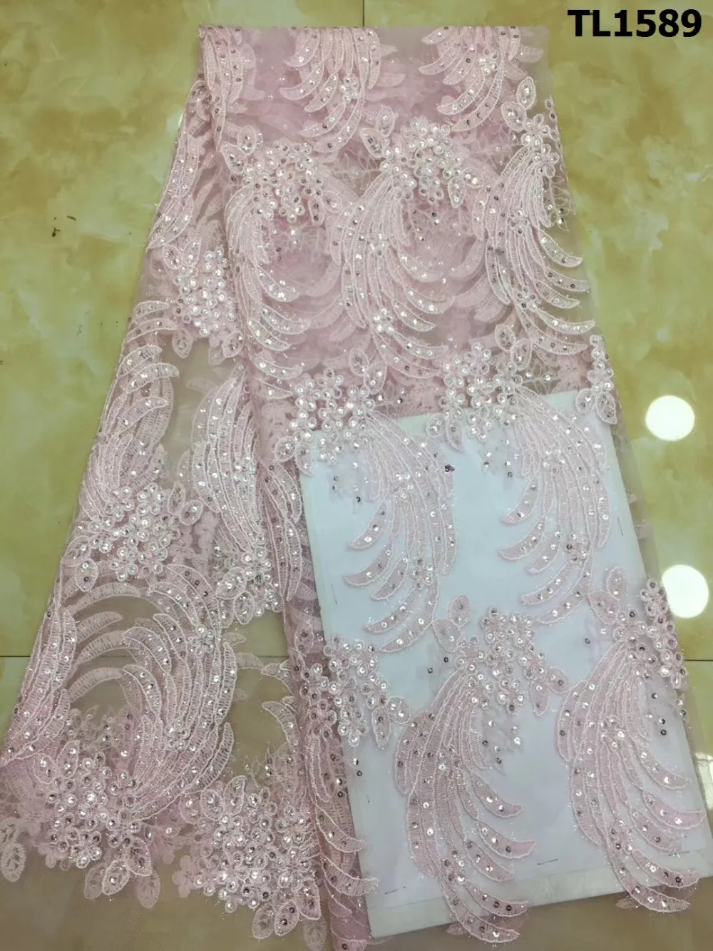 

5yards/lot high quality nigerian french lace embroidered tulle lace fabric for wedding dress, African lace fabric