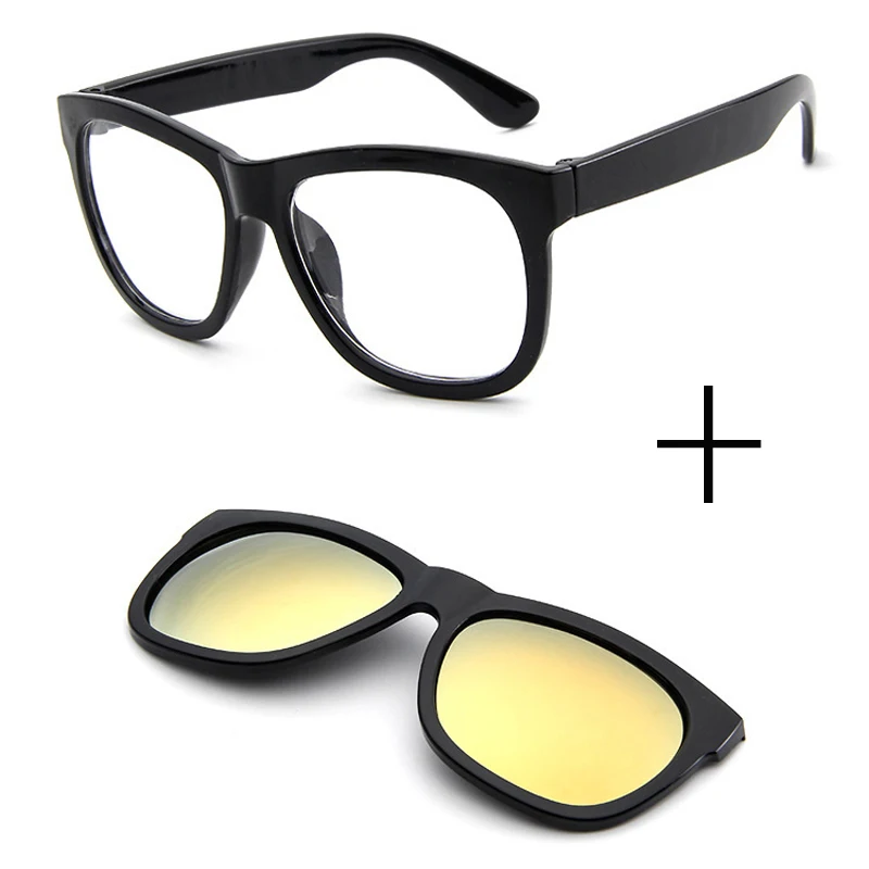 Магнитный Зажим На солнцезащитных очках, прикрепляемые очки квадратная линза для мужчин и женщин зеркальный зажим солнцезащитные очки ночного видения вождения de sol - Цвет линз: JY5946-FRAME-CLIP-C3