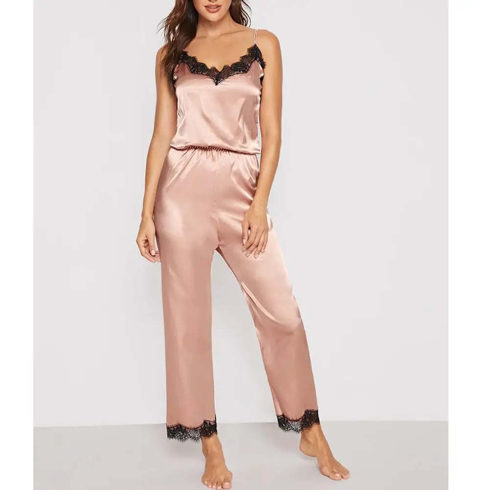 

2019 New Yfashion Women Sexy V Collar Lace Pajamas Homewear
