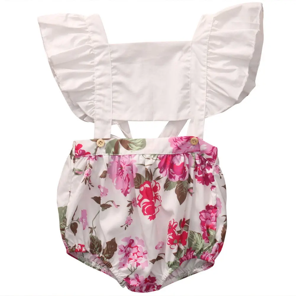 

2017 new arrival Summer baby girl clothes Floral Baby Girls Romper Jumpsuit Outfits Sunsuit 0-5years
