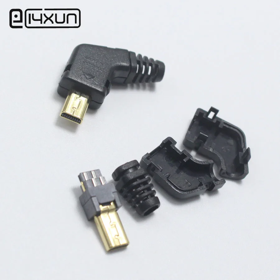 

1set Mini USB 8 Pin Welding Male jack Plug 8P Gold Plated Angle Head Connector 4 in 1 DIY Black Plugs for Digital Camera