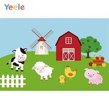 Yeele Baby Birthday Party Photography Backgrounds Cartoon Farm Windmill Animal Custom Photographic Backdrop For Photo Studio