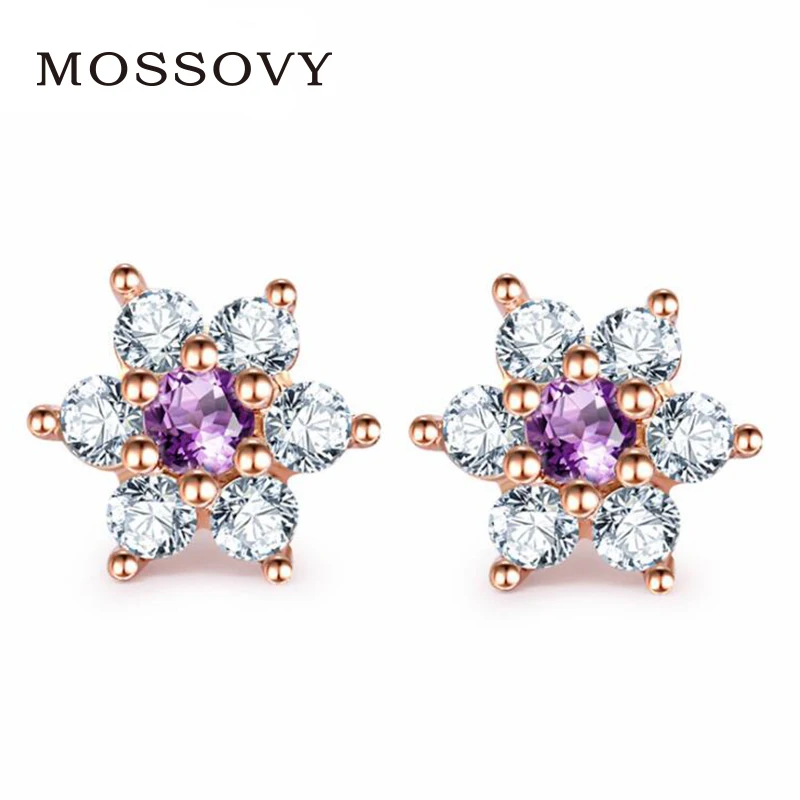 

Mossovy Charms Zircon Stud Earring Fashion Jewelry for Women Flower Earrings Bridesmaid Gifts for Women Accessories Pendientes