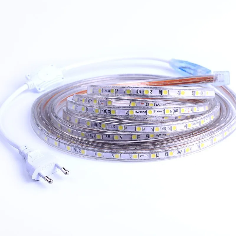 2020 SMD 5050 AC220V Светодиодные ленты гибкий светильник 60 светодиодов/m