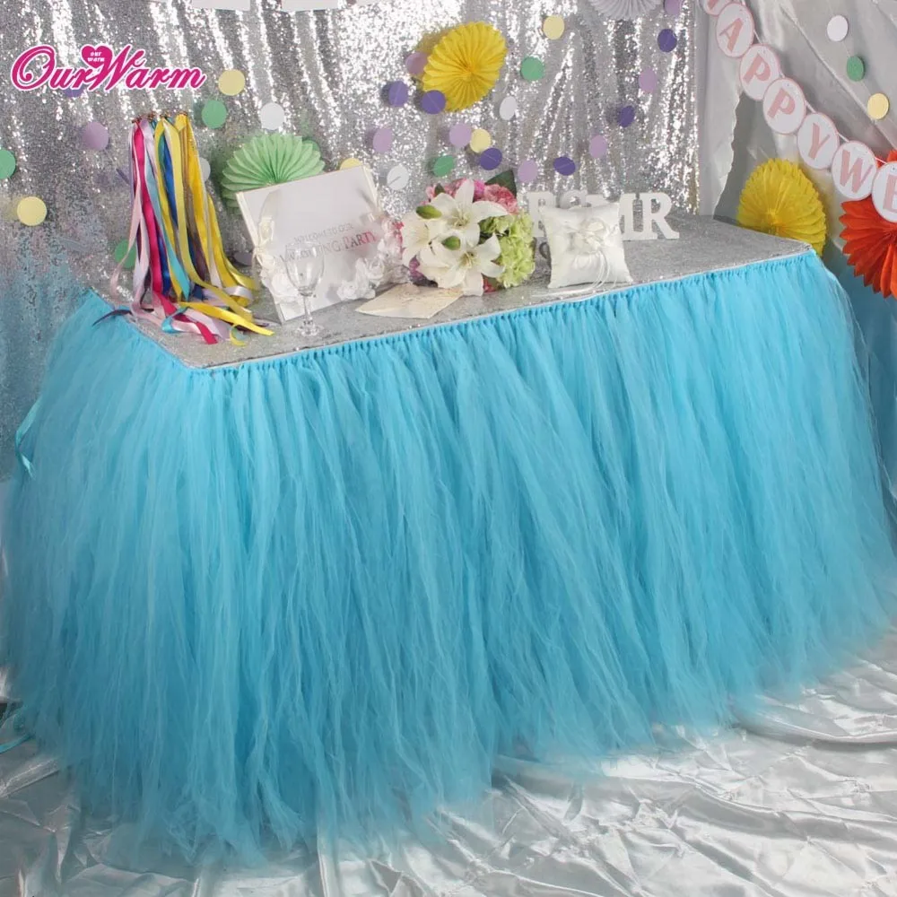 Тюль Таблица Юбка ТУТУ Посуда 100*80 см Настроить Свадьба Baby Shower День Рождения Декор