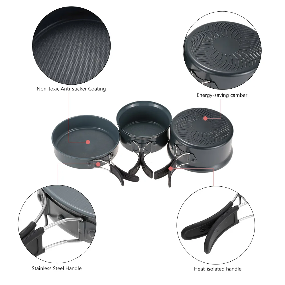 Brs-123 envío libre 2-3 persona olla camping Utensilios de cocina al aire libre ollas Sets multifunción Utensilios de cocina