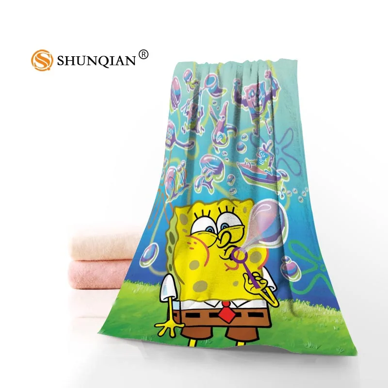 Новые Пользовательские Губка Боб полотенце с принтом хлопок лицо/банные полотенца из микрофибры Ткань для детей Мужчины Женщины полотенце для душа s - Цвет: Towel